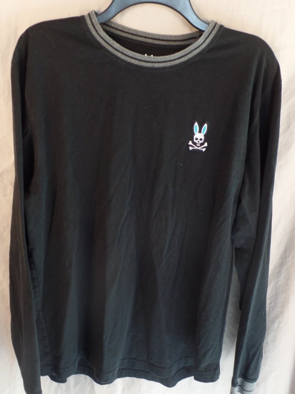 Men's Psycho Bunny T-Shirt Tee Black Long Sleeve Rabbit **READ Sizing**